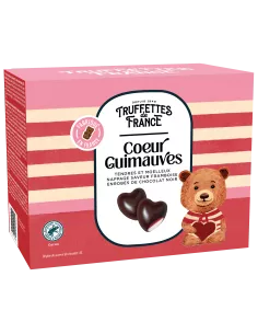 Corazones de malvavisco con sabor a frambuesa recubiertos...